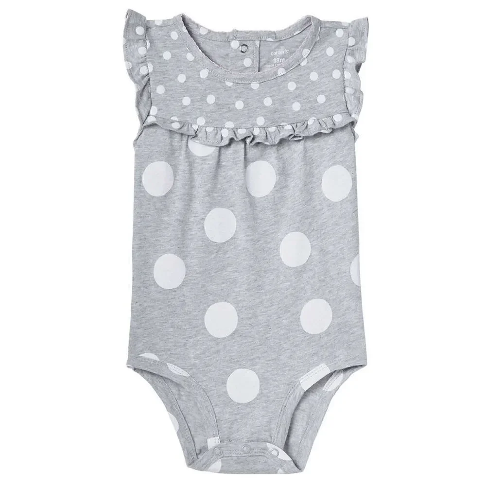 NEW! CARTER’S Girls 4 Pc Happy Peplum Bodysuit Pant Set- Pink, Grey & Blue Denim